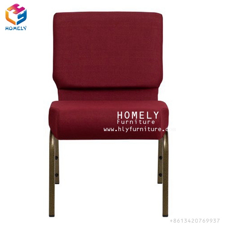 Connecting Church Chair with Backpocket Metal Red Fabric for Sale