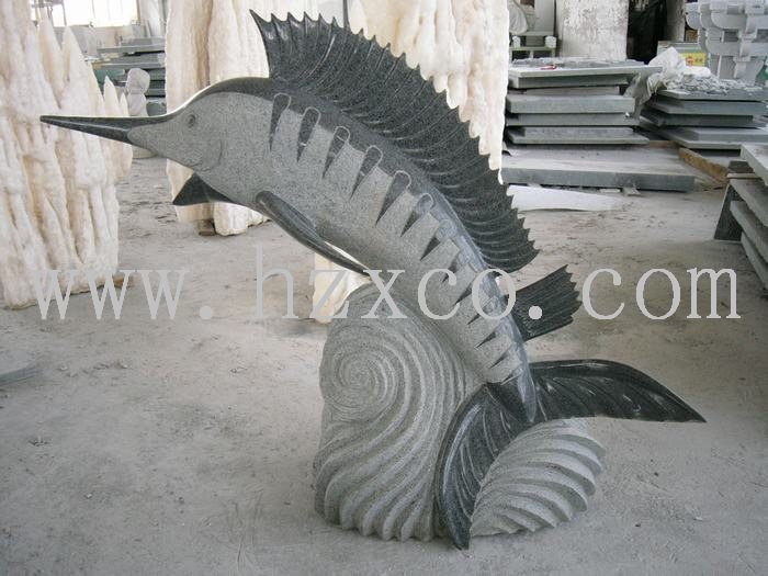 G654 Granite Stone Fish Sculpture for Garden/Fountain/Home Decoration