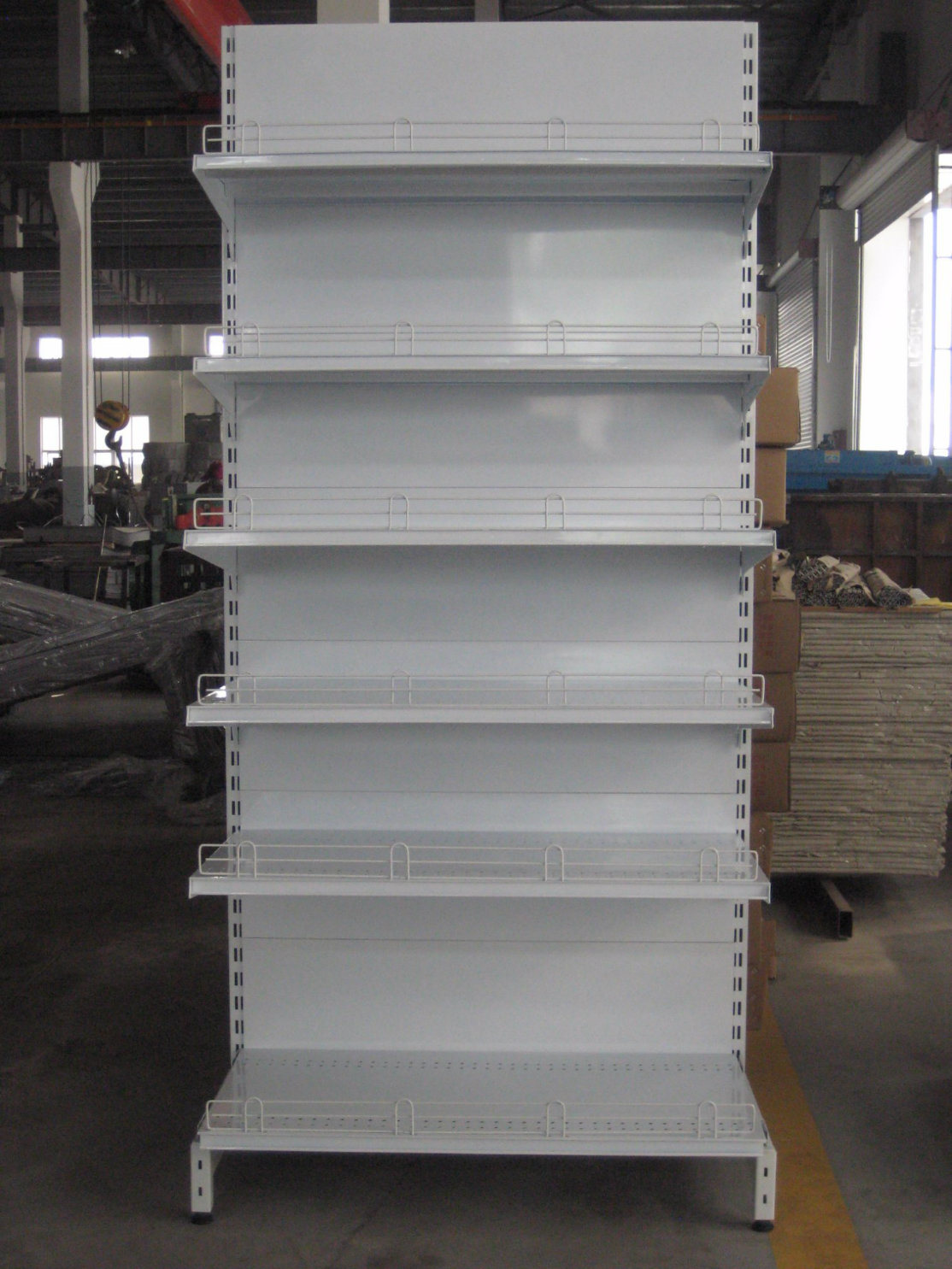 Single Sided Plain Back Panel Supermarket Shelf with Fence