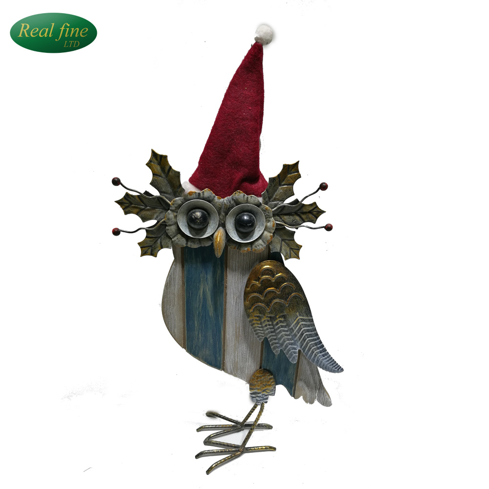 Decorative Home Wood Owl Figurines for Christmas Decoration