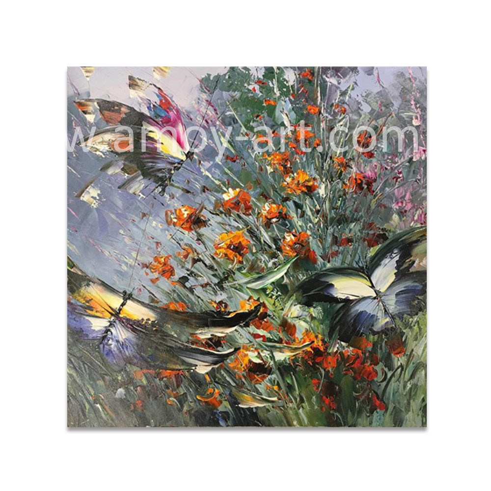 Flower and Butterfly Oil Painting for Home Decor