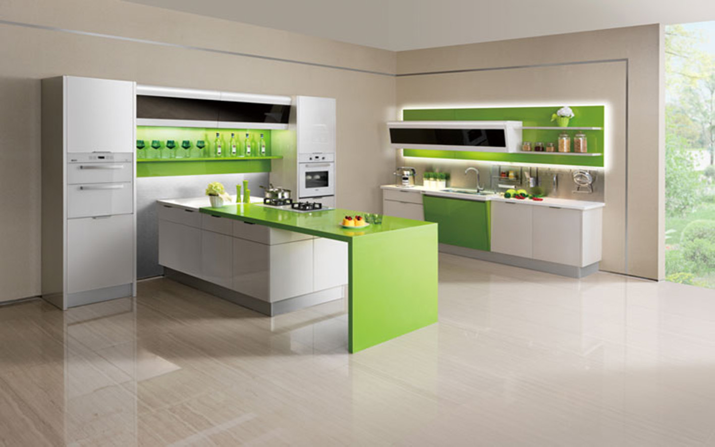 UV High Gloss Kitchen Cabinets Suppliers (ZX-018)