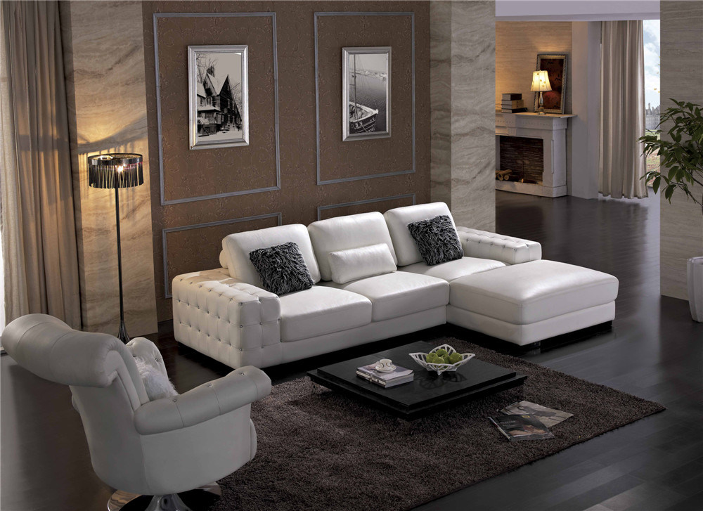 White Button Tufted Sectional Sofa