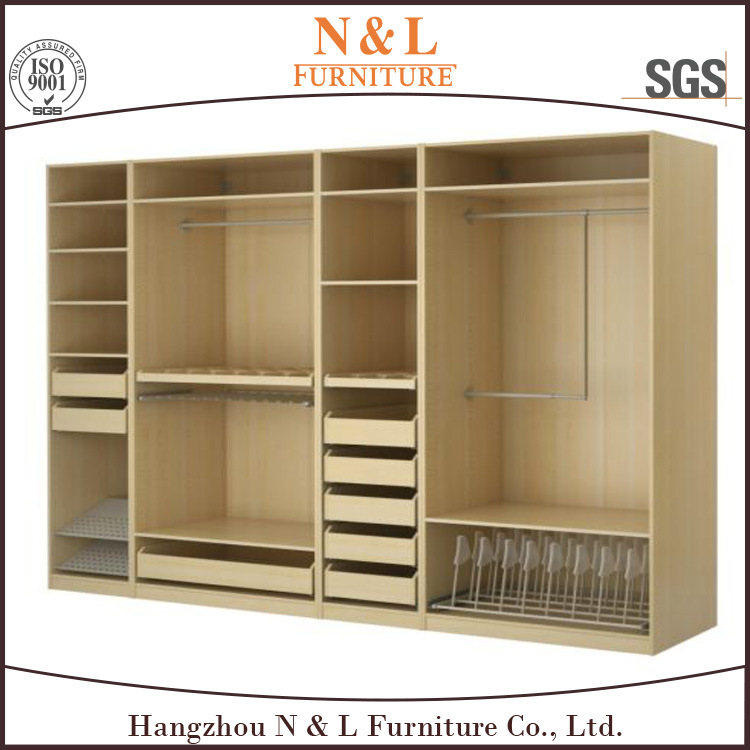 Wood Bedroom Furniture Walk-in Wooden Wardrobe with Melamine Finished