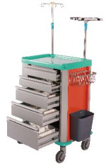 Steel Painted Hospital Medical Emergency Trolley (N-8)