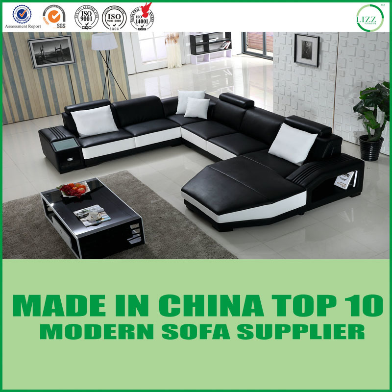 High Quality Modern Wooden Corner Furniture Leather Sofa