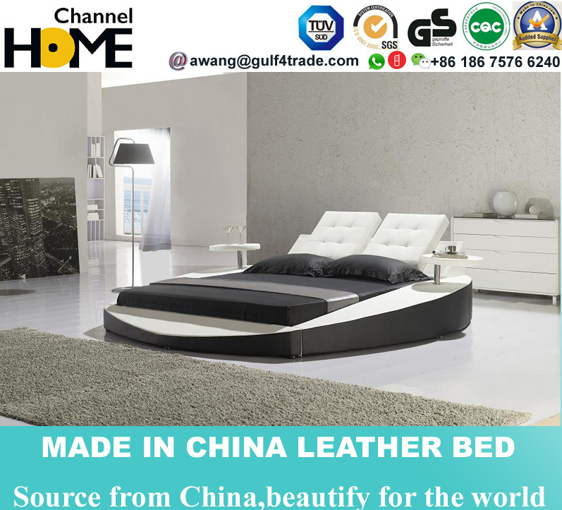 Promotion! ! ! Double Round Leather King Size Bed with Music Player (HC307)