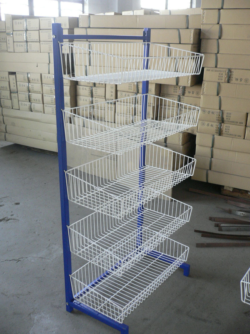 Five Layers Wire Mesh Metal Basket Display Stand Shelf (HY-WM2)