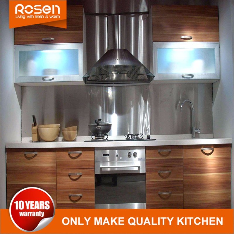 Artificial Wood Veneer European Style Kitchen Cabinet