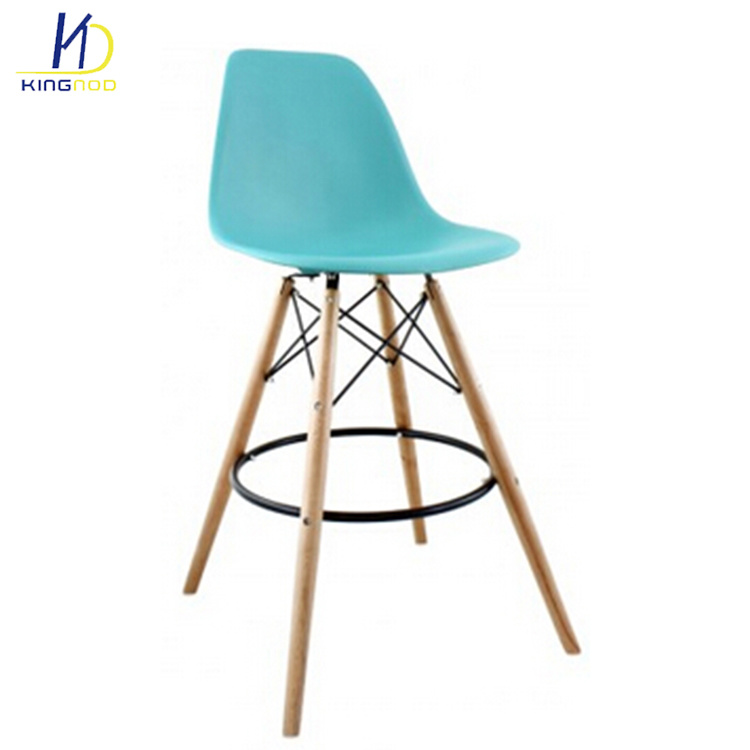 Modern Style Wooden Legs Plastic Back Bar Stool High Chair