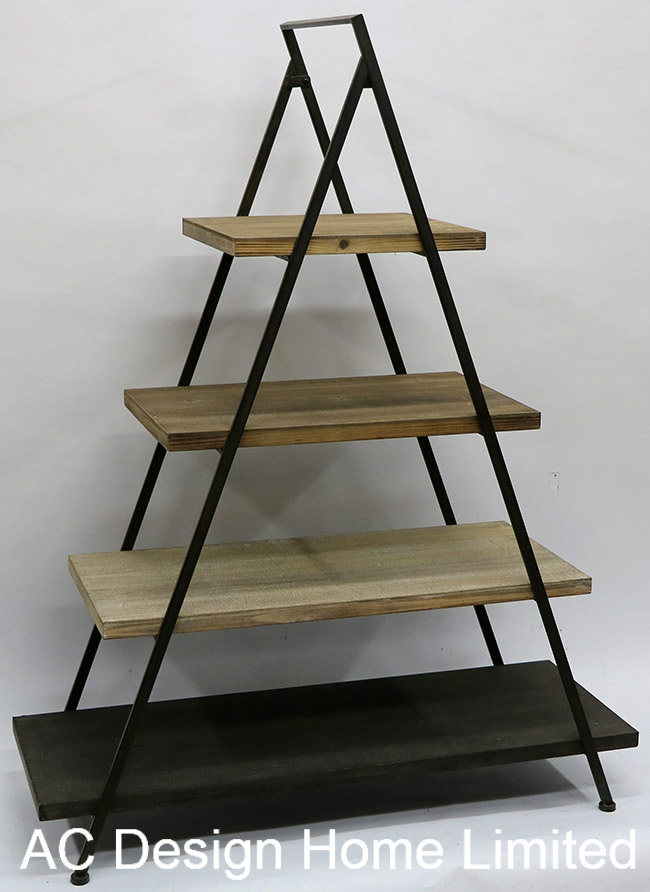 4 Tier Antique Vintage Decorative Book Triangle Shelf Wooden