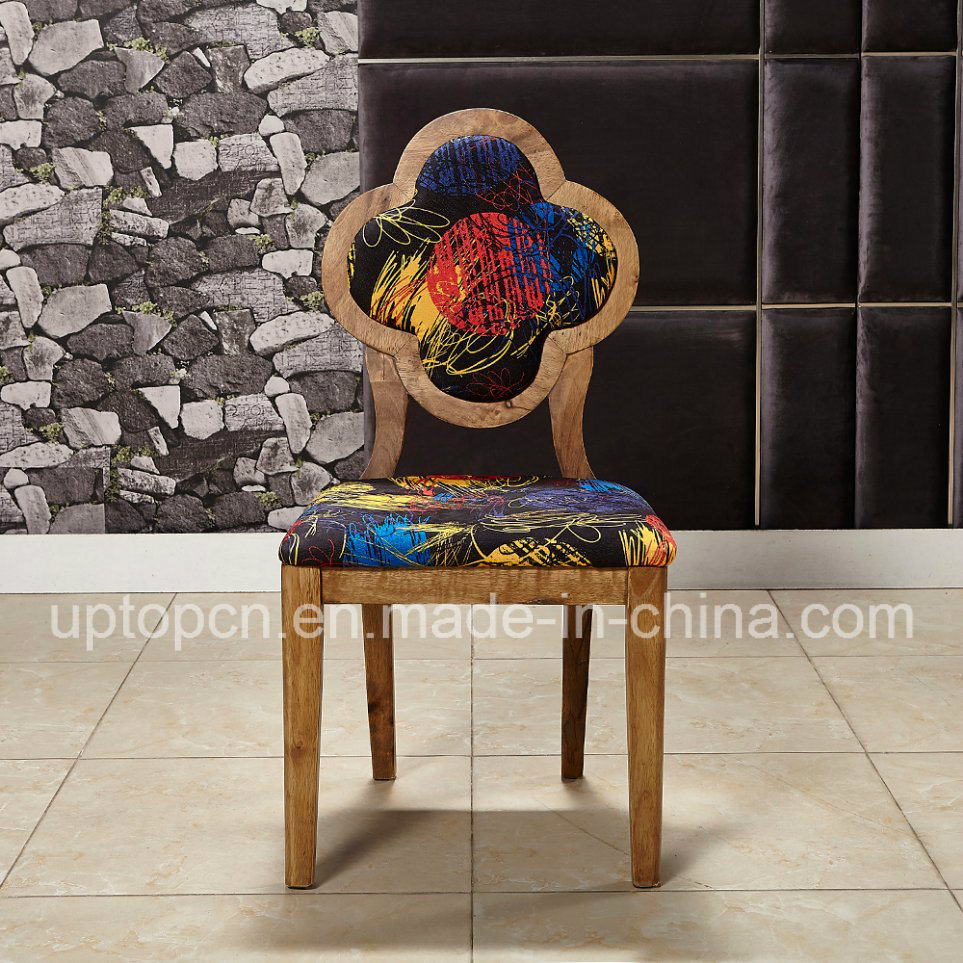 Wooden Fowler Shape Restaurant Chair with Colorful Graffiti on Upholstery (SP-EC868)