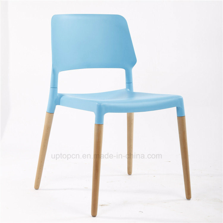 Modern Bright Color Popular Plastic Wooden Leg Dining Chair (SP-UC398)