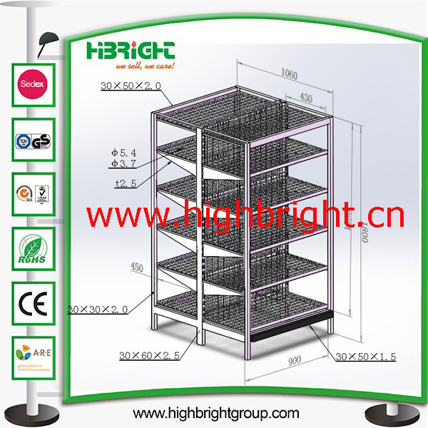 Heavy Duty Metallic Advertising Display Supermarket Shelf