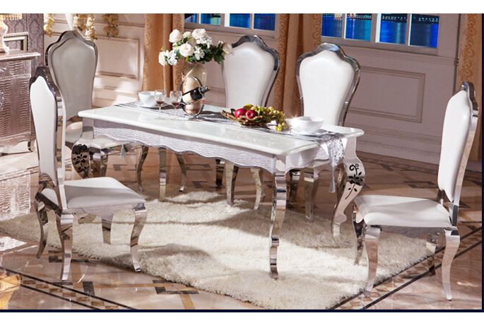 Dining Table Set Glass Luxury Stainless Steel Glass Dining Table