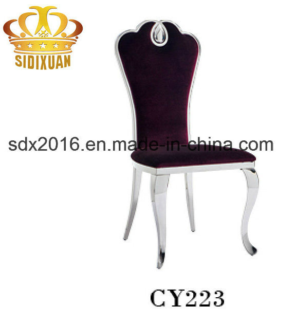 Elegant Furniture Wholesale Modern King Throne Wine Velvet Steel Banquet Dining Chair