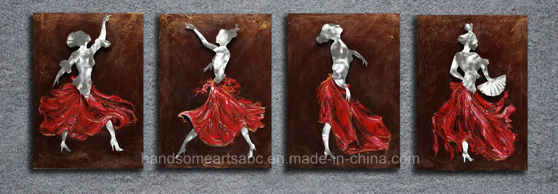 Dancing Lady 3D Aluminum Relievo Wall Craft for Home Deco