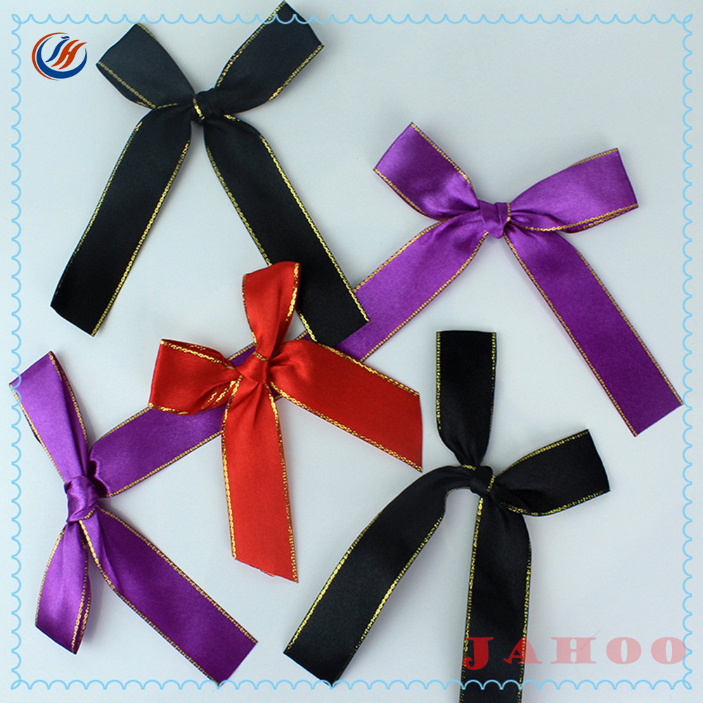 Wholesale Custom Gold Edge Polyester Satin Ribbon Wedding Decoration Bow Ribbon