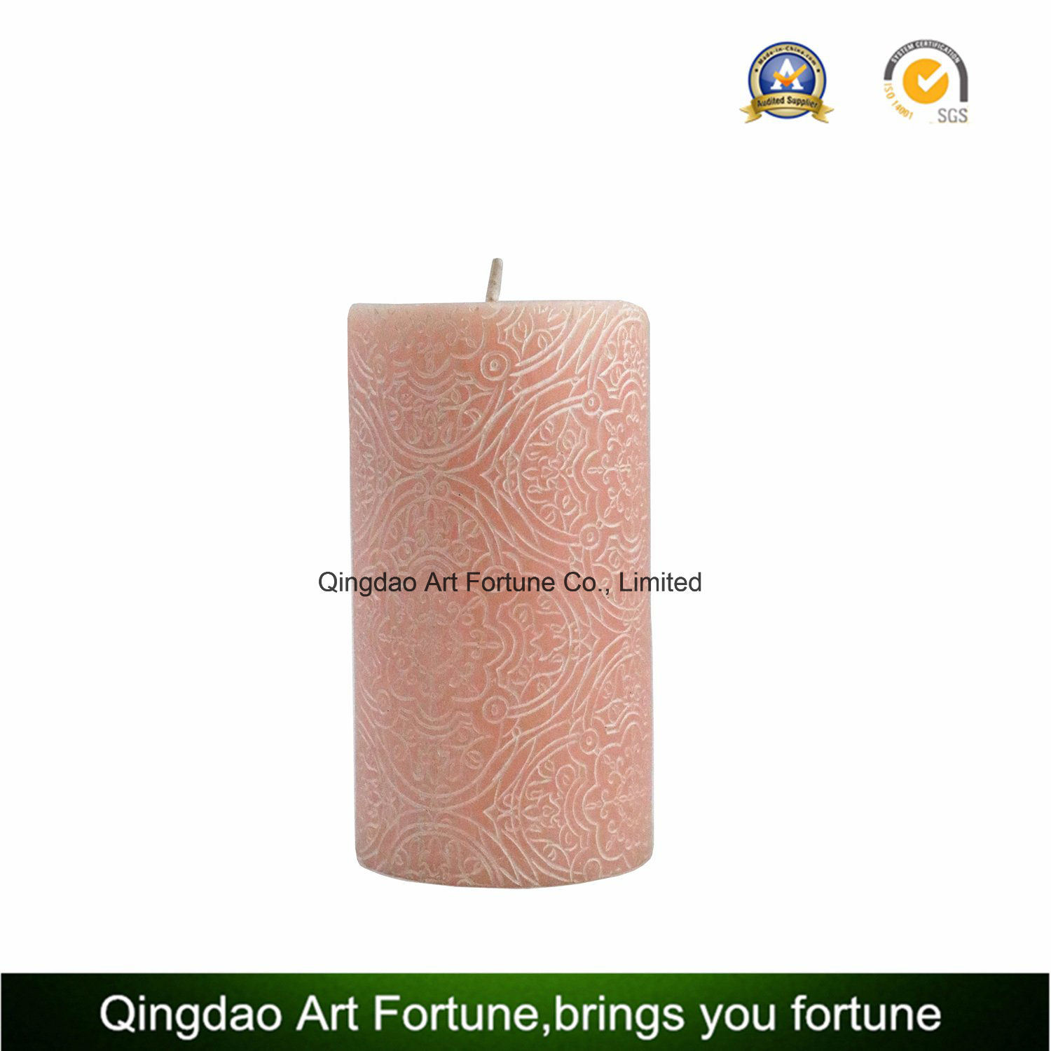 Carved Pillar Candle with Debossed Pattern for Home Decoration Supplier