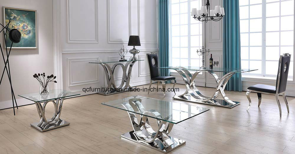 2017 New Model European Style Big Size Clear Tempered Glass Dining Table