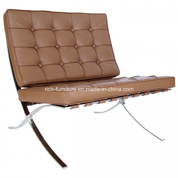 Replica Office Living Room Stainless Steel Frame Aniline Leather Barcelona Chair