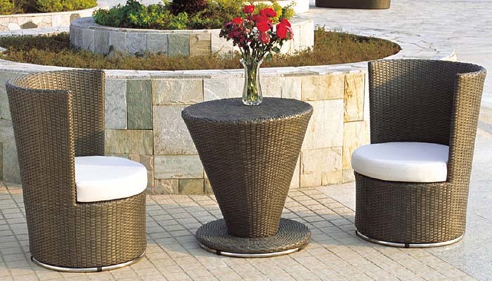 Garden Outdoor Furniture Rattan Swivel Chair with Coffee Table