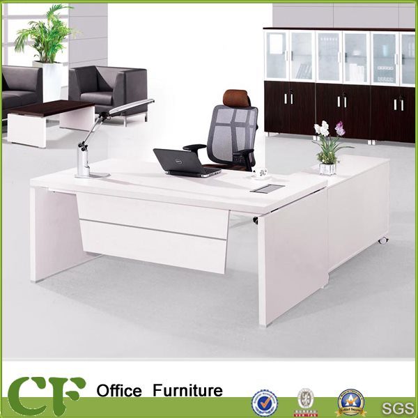 Secretary Desk, White Wooden Executive Office Desk (CD-89906)