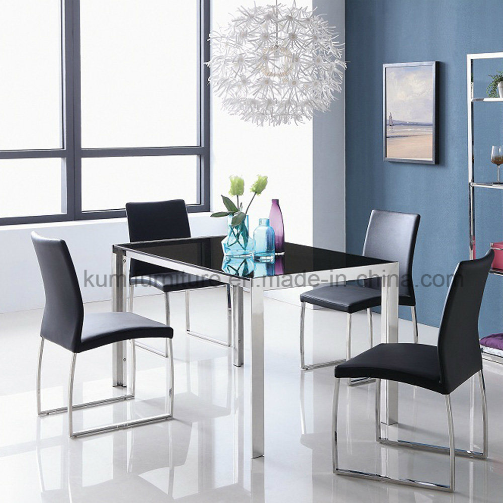 Dining Room Furniture Stainless Steel Glass Top Dining Table