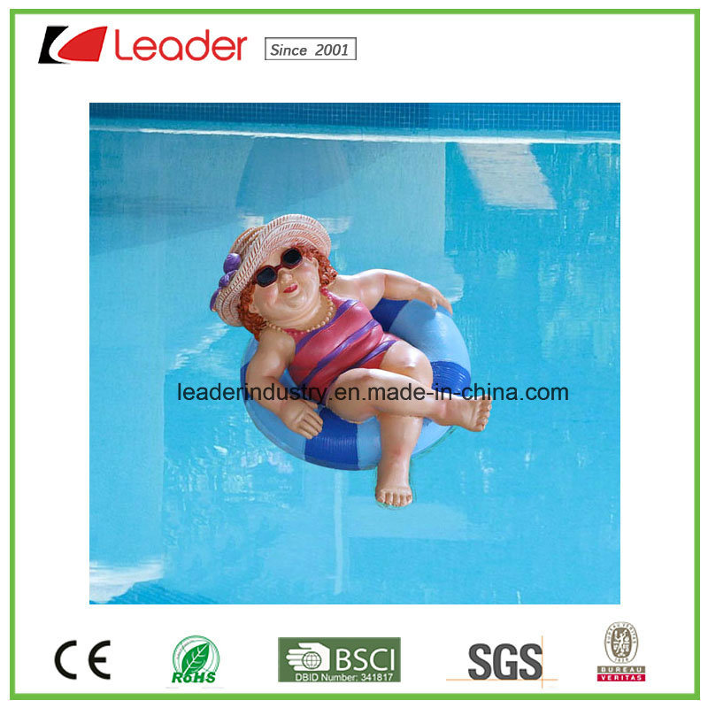 New Pond Funny Floating Fat Lady on Swimming Lap Figurine for Garden Decoration