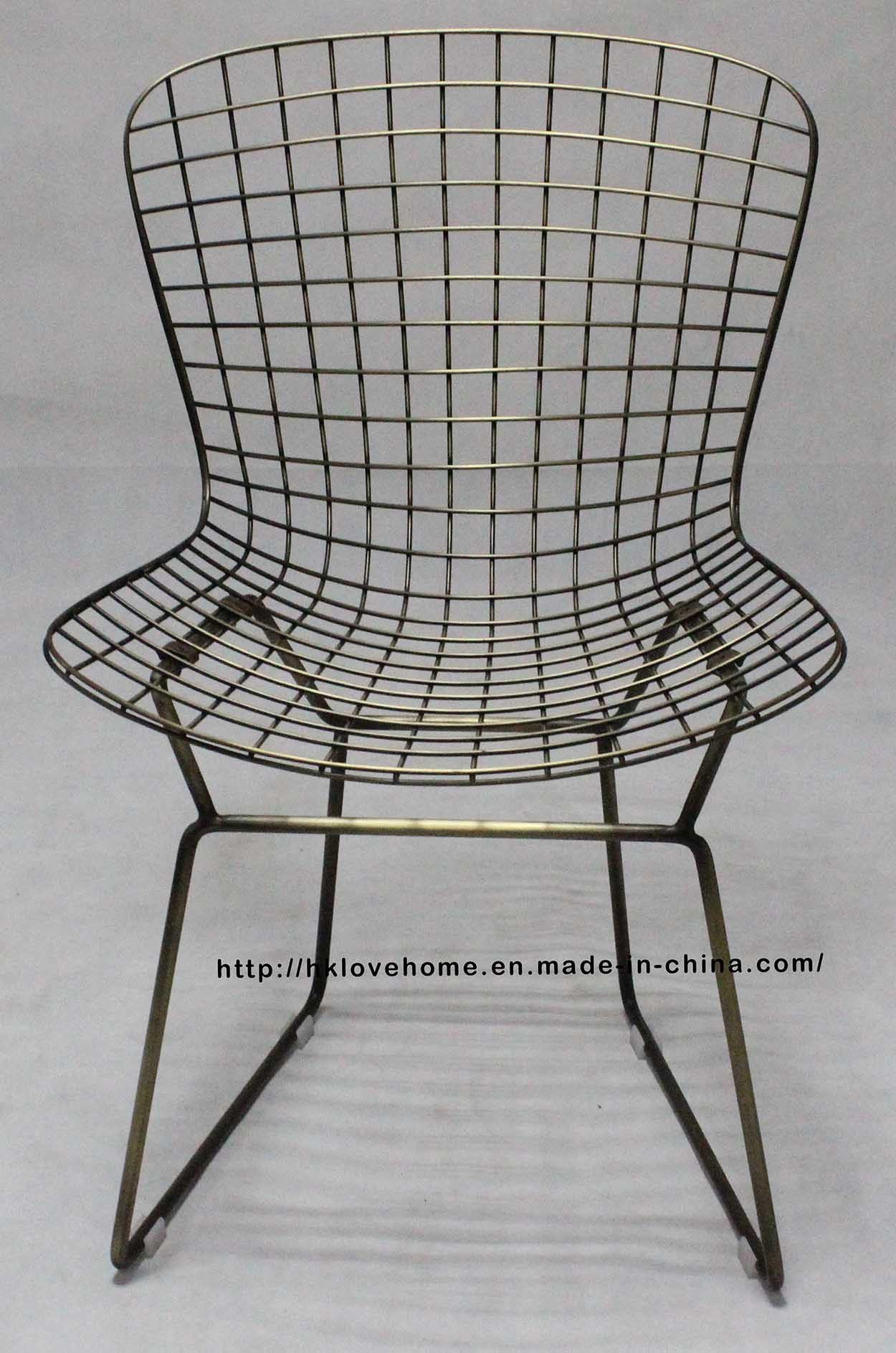 Modern Dining Restaurant Knock Down Metal Bertoia Rifle Wire Chair