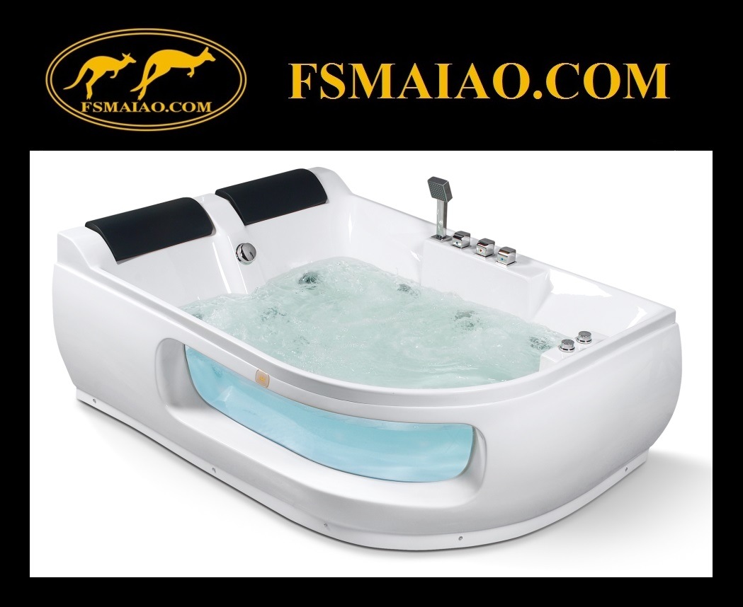 Luxury Double Seats Acrylic Jacuzzi Bathtub with Tempered Glass (MG-104)