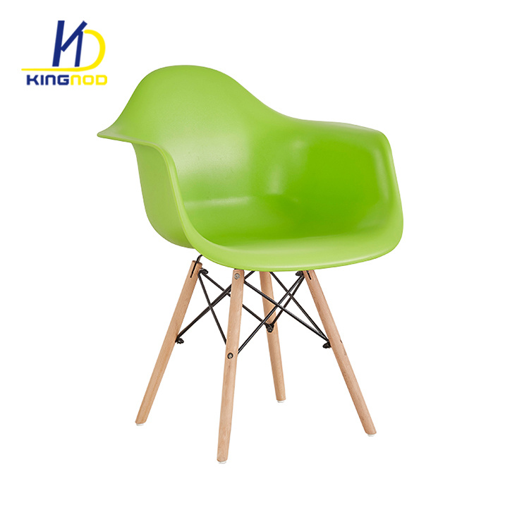 Upholstered Modern Wood Leg Armrest PP Plastic Dining Chair