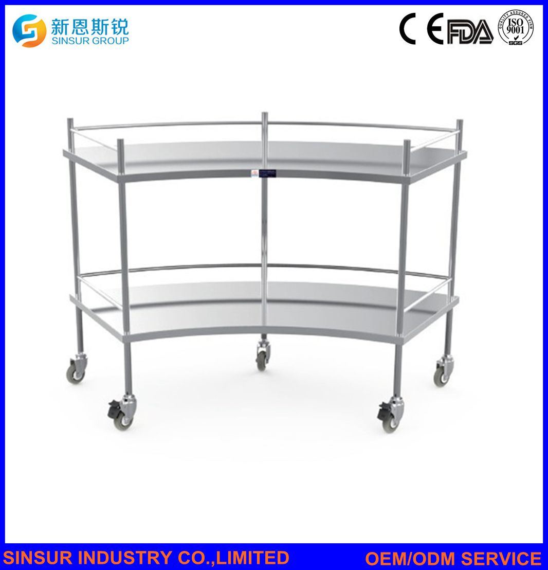 Hospital Equipment Fan-Shaped Stainless Steel Multi-Function Appliance Trolley