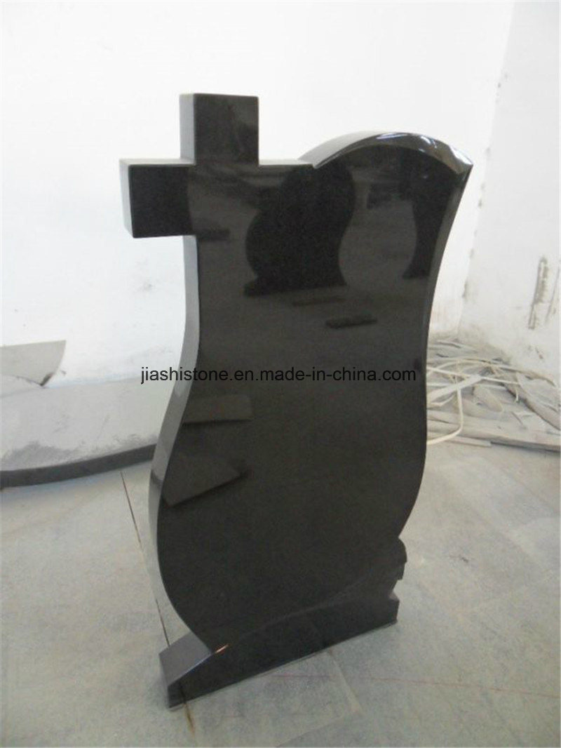 Russia Stone Granite Cross Headstone, Black Monument Tombstone/Memorials