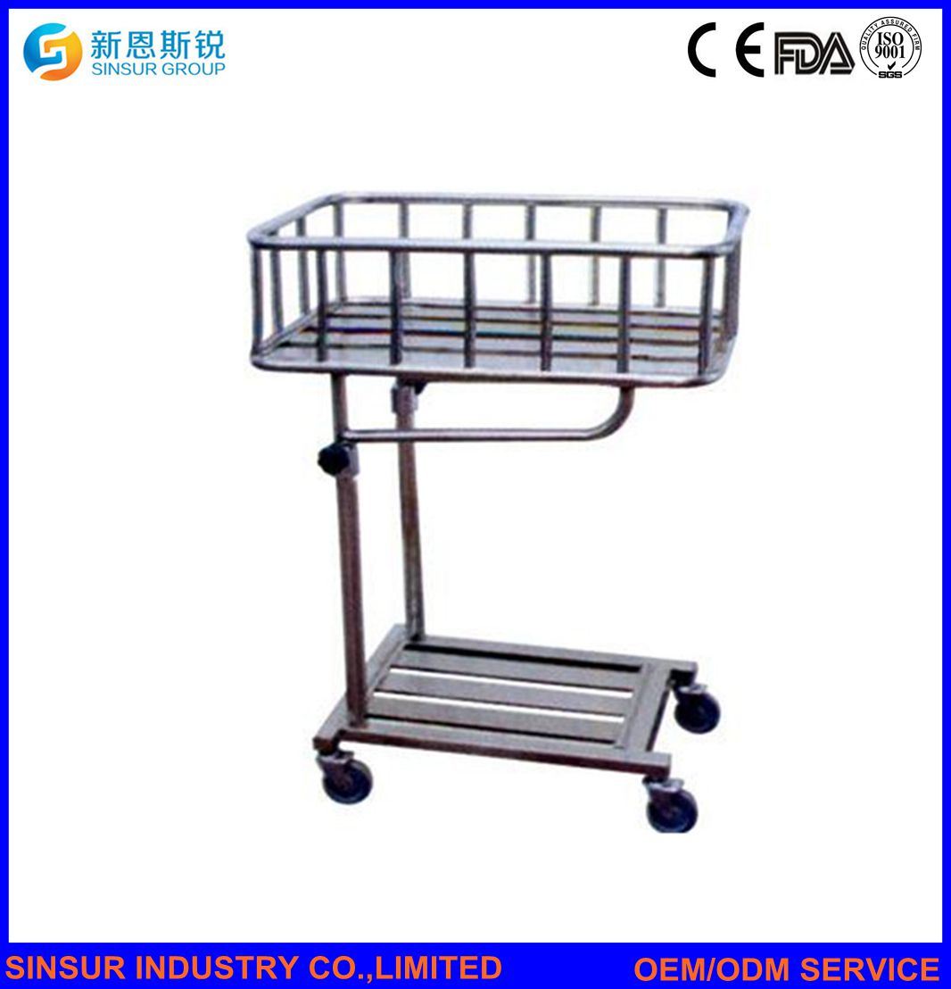 Hot Sale! Hospital Furniture Stainless Steel Bedside Infant Baby Bed/Trolley