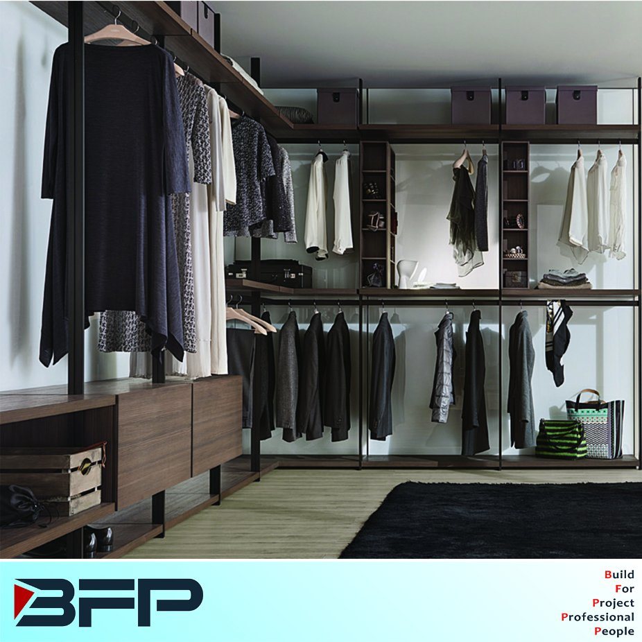 Simple Wooden Walk in Closet with Trousers Rack