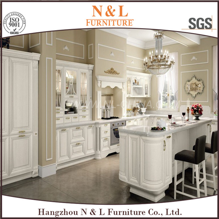 White Color Modern Style Home Furniture Solid Wood Kitchen Cabinet