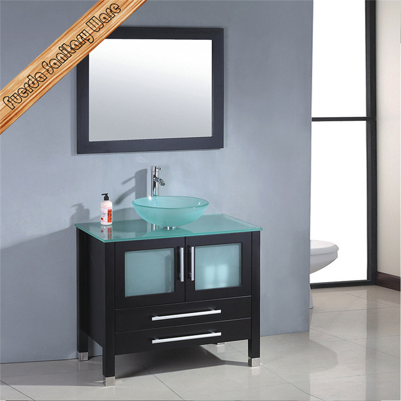 Fed-1886 Glass Basin Glass Top Modern Bathroom Vanity Bath Cabinet