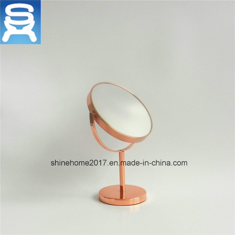 Gold-Plated Round Shaped Double Sided Table Mirror Free Standing Desktop Fancy Makeup Mirror