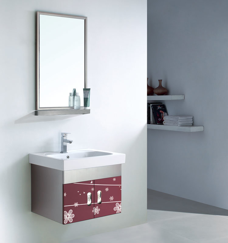 Metal Furniture and Red PVC Bathroom Furniture Cabinet