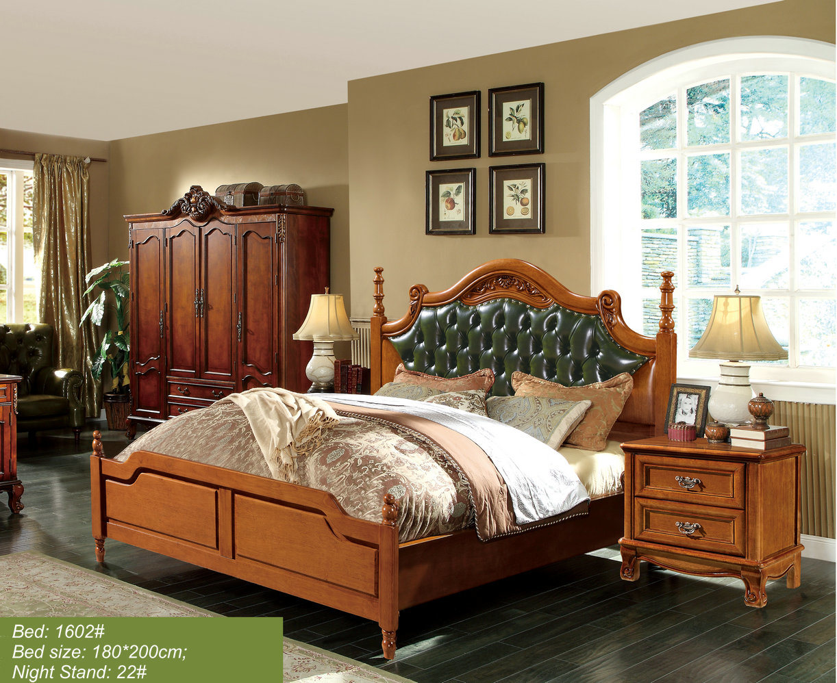 America Style Bedroom Set, Solid Wooden Bed Furniture (1602)