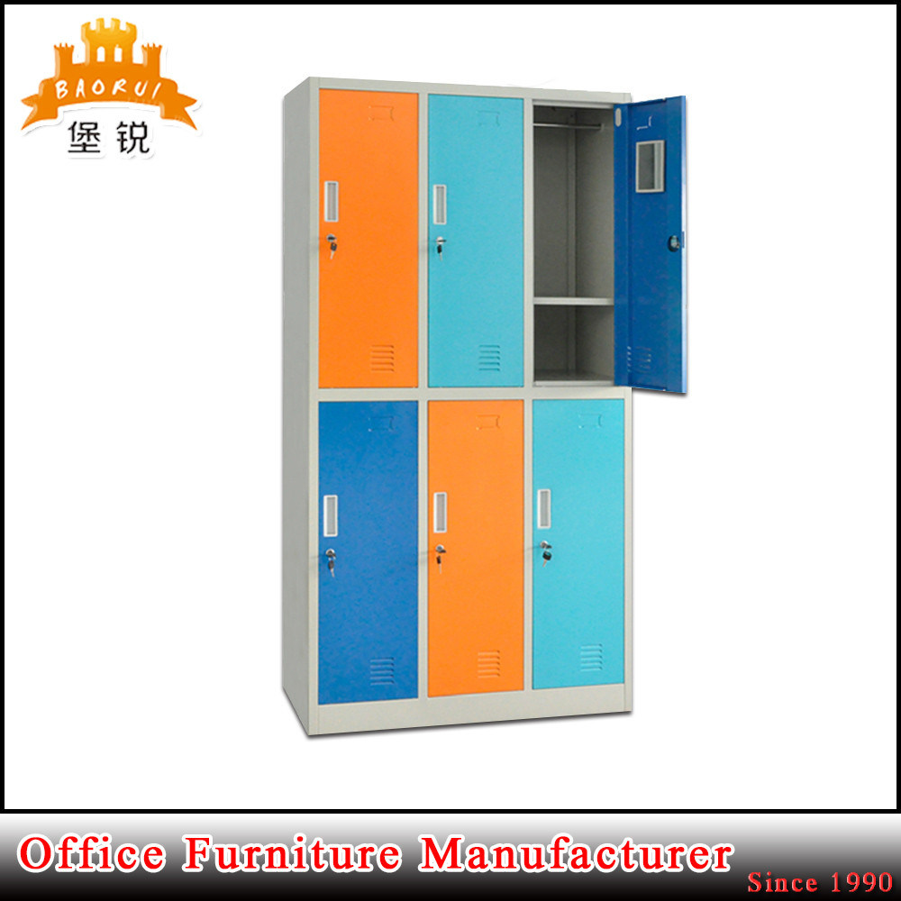 Knocked Down Structure Steel 6-Door Clothes Storage Cabinet