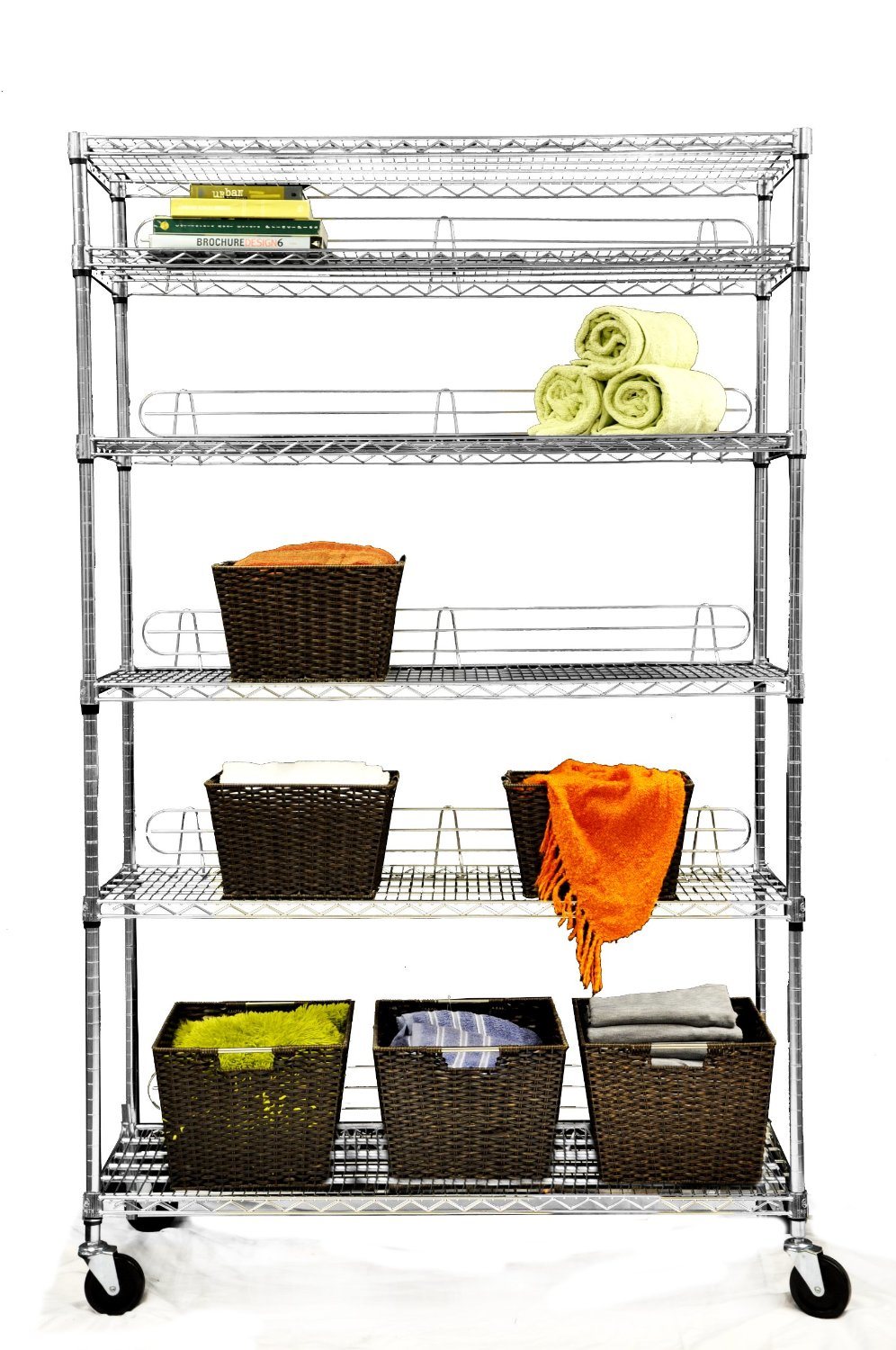 Garage Use Mobile Heavy Duty Wire Shelf with 5-Tier