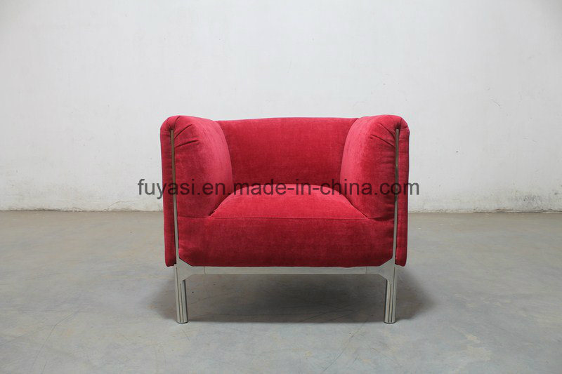 Red Color Canvas Fabric with Shiny Stainless Steel Frame Chair