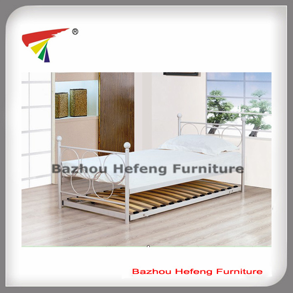 Metal Single Bed with Wood Slats (HF048)