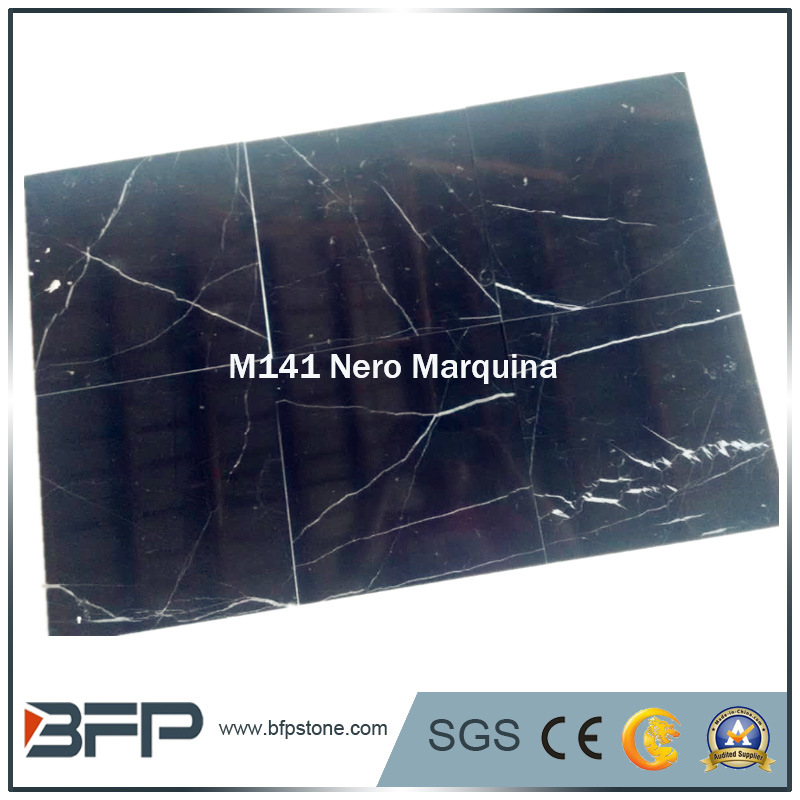 Polished/Matt/Honed Natural Stone Black Marble Tiles/Slabs