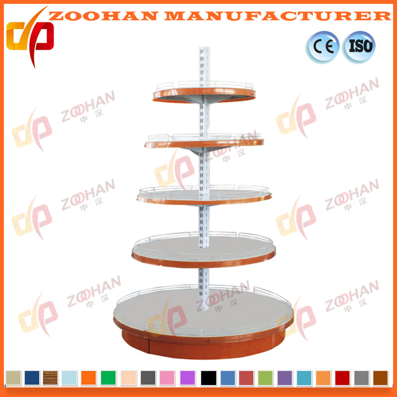 Hot USA Metal Powder Coating Supermarket Round Display Shelf (Zhs49)