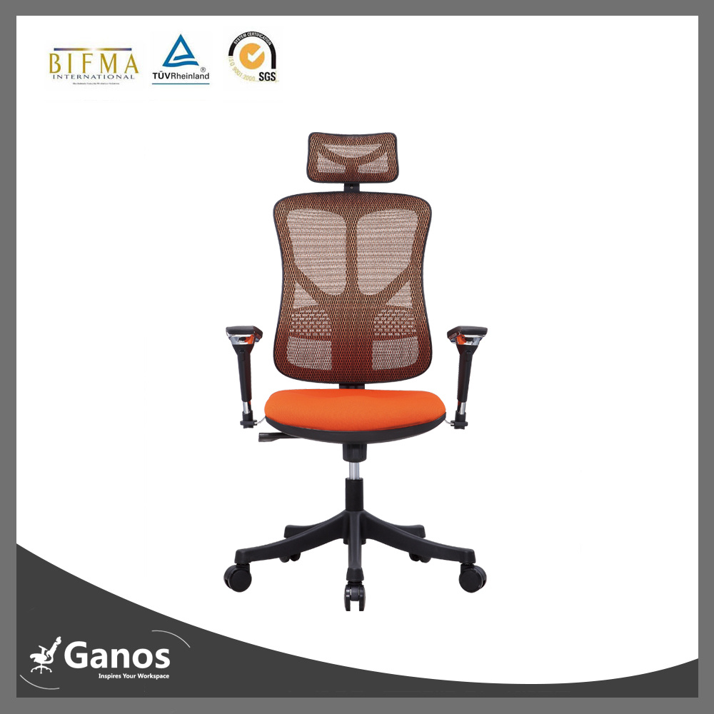 Fabric Yellow Seat BIFMA Passed Ergonomic Chair