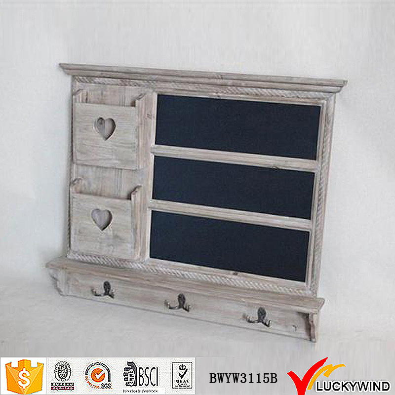 Chic Gray Antique Wooden Blackboard Wall Shelf