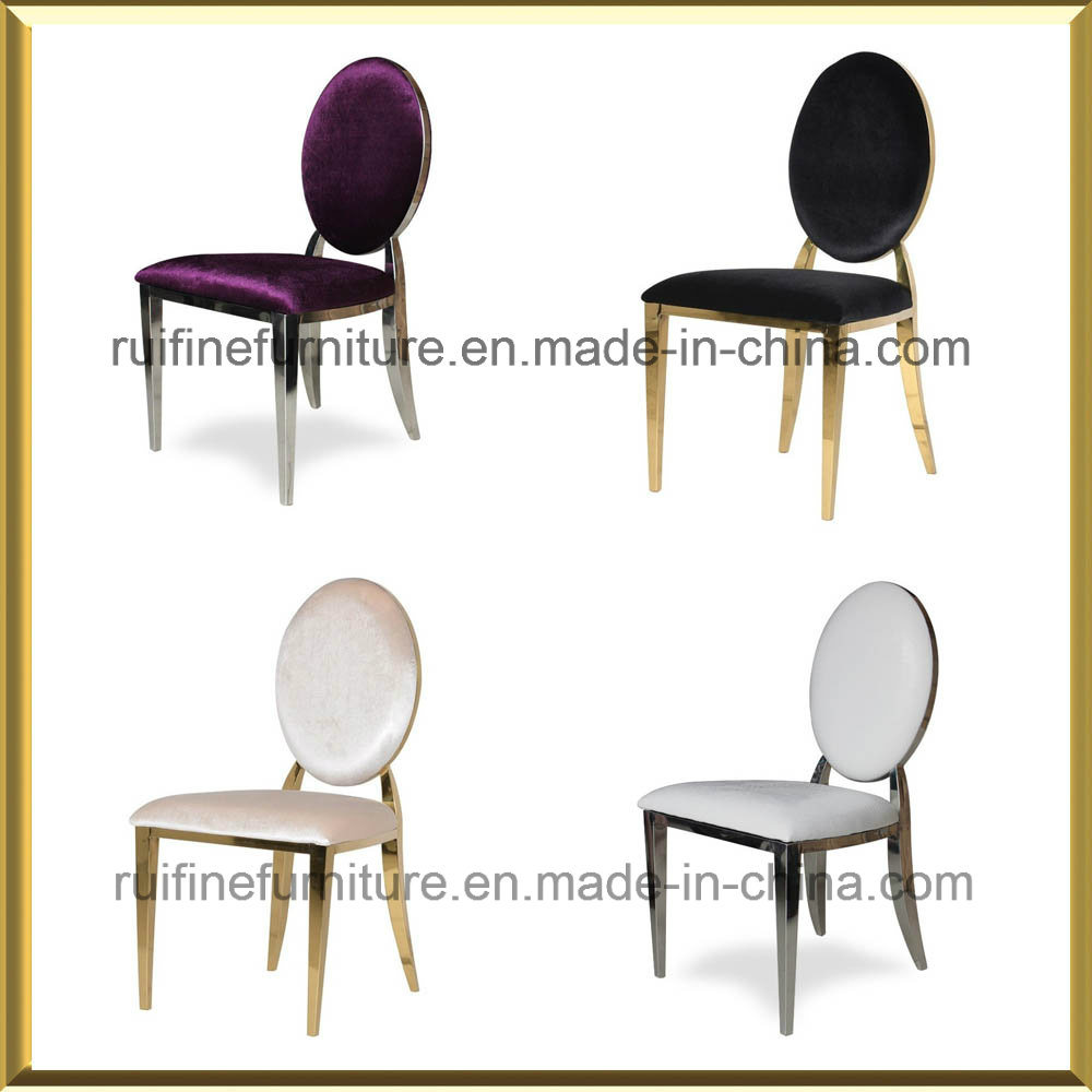 Foshan Modern Stainless Steel Rose Gold Chrome Oval Back Velvet Dining Chair